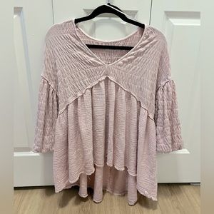 Free People Oversized Blush Pink Puffy Sleeve Tunic- XS